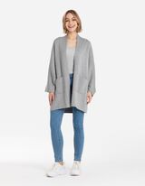 Hosszított kardigán - Visszahajtott ujj - szürke