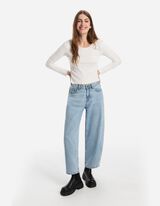 Izrezana majica dugih rukava - rebrasti materijal - bela