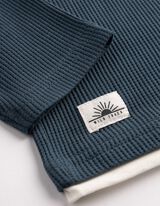 Langarmshirt - Waffelstruktur - dunkelblau