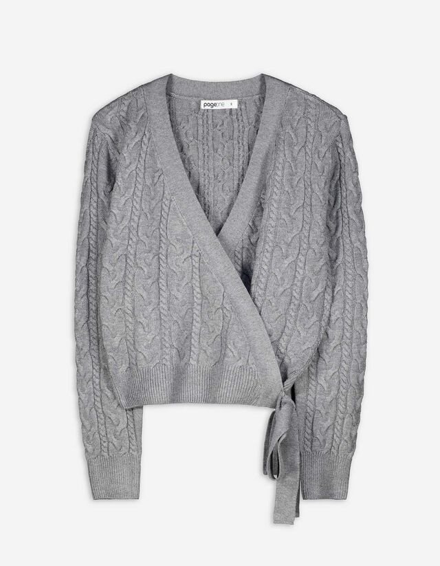 Maglione - Effetto incrociato - grigio