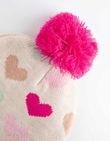 Muts met pompon - Koord - beige