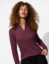 Maieu cu mâneci lungi - Structură cu nervuri - Mov inchis