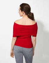 Pleten&aacute; ko&scaron;eľa - V&yacute;strih Carmen - tmavocervena