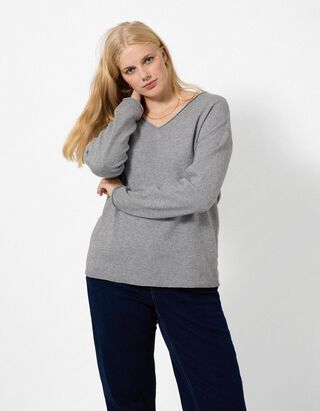 Trui - V-hals - grijs