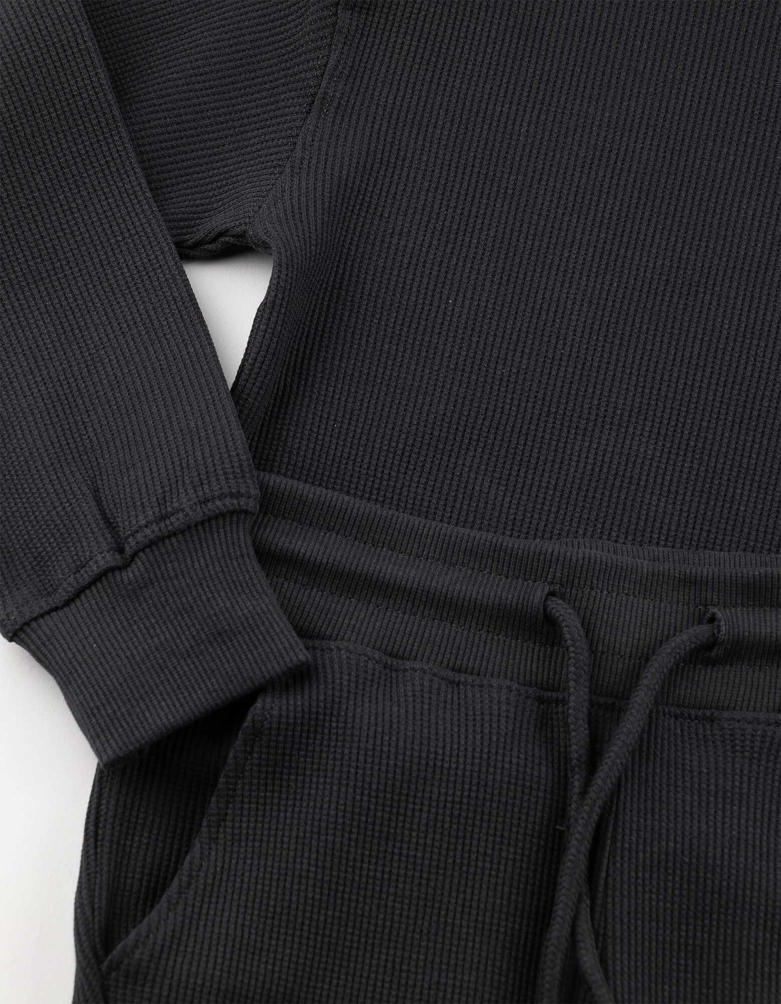 Sweater en broek set - Wafelstructuur - Donkergrijs