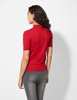 Gebreid overhemd - Viscosemix - donkerrood