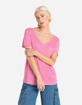 T-shirt - Misto lino - rosa fucsia