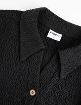 Majica sa dugim rukavima - Zakopčavanje na dugmad - crno