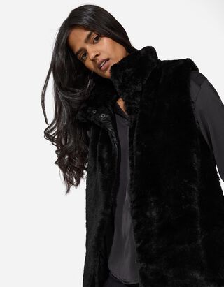 Mellény - Műszőrme - fekete