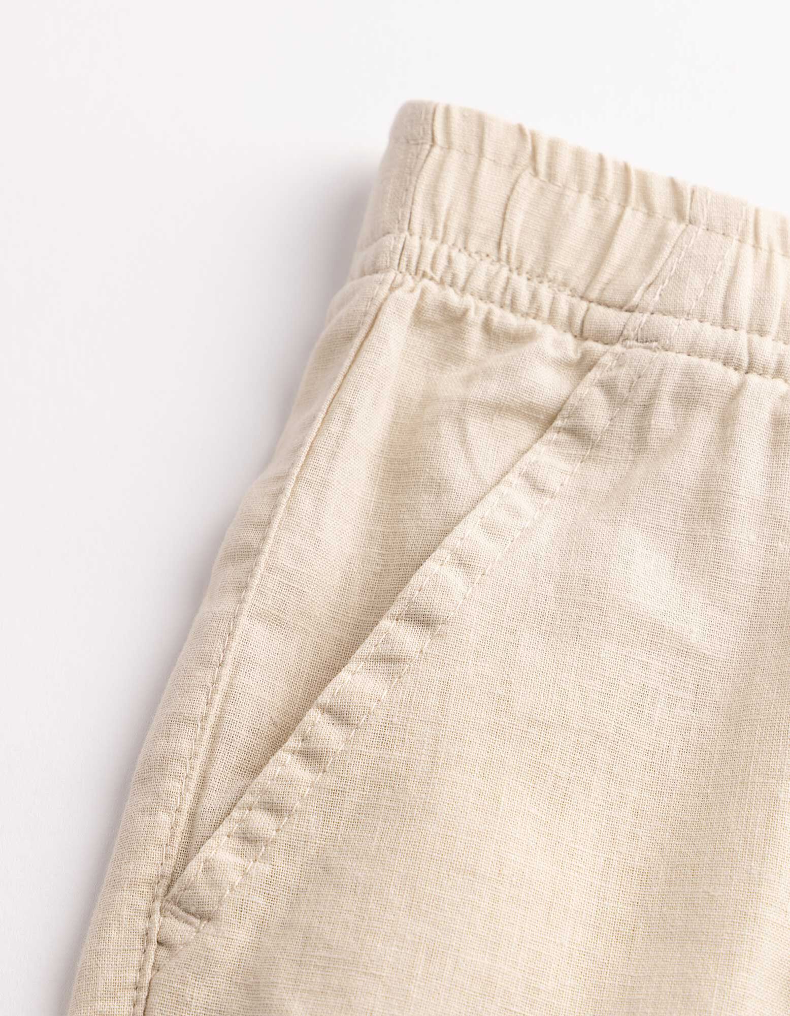 Kalhoty - Směs se lnem - b&iacute;l&aacute;