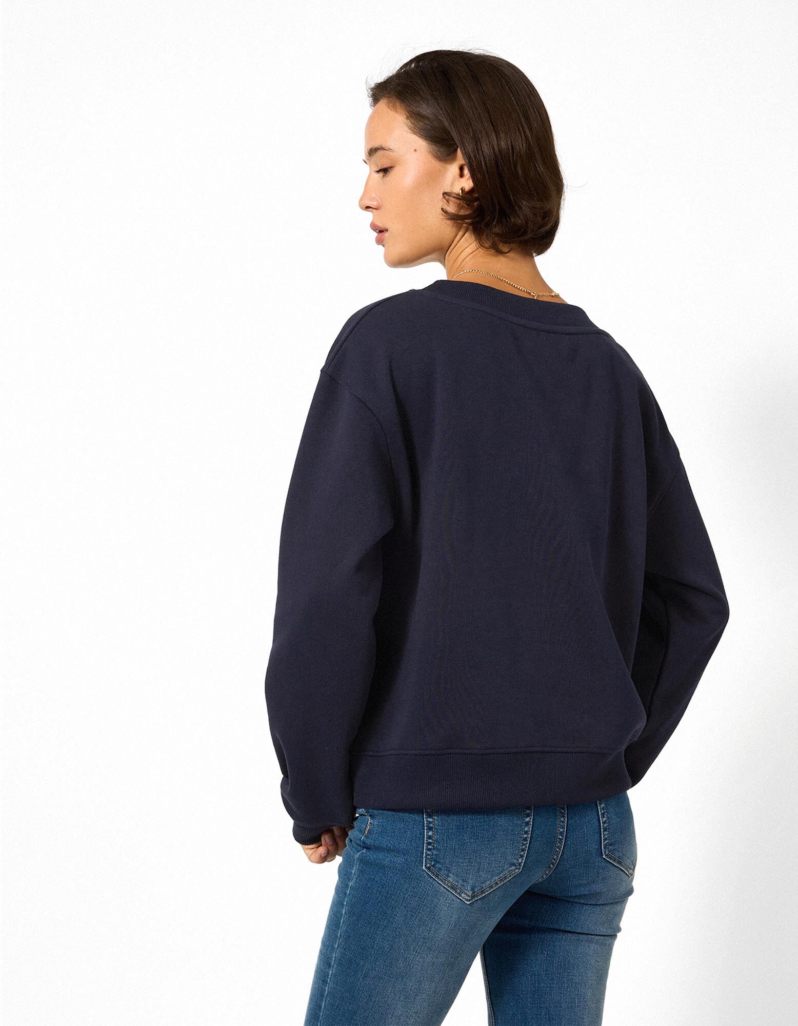 Sweatshirt - V-Ausschnitt - Dunkelblau