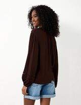 Blouse - Effen - Donkerbruin