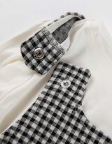 Marškinėlių ilgomis rankovėmis ir suknelės komplektas - Įleistinės kišenės - baltas