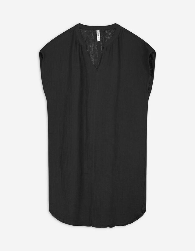Blusenkleid - einfarbig - schwarz