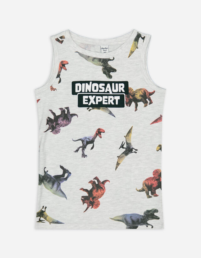 Top - Imprimeu cu dinozauri - Gri deschis