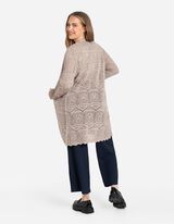 Hosszított kardigán - Perforált kötött - bézs