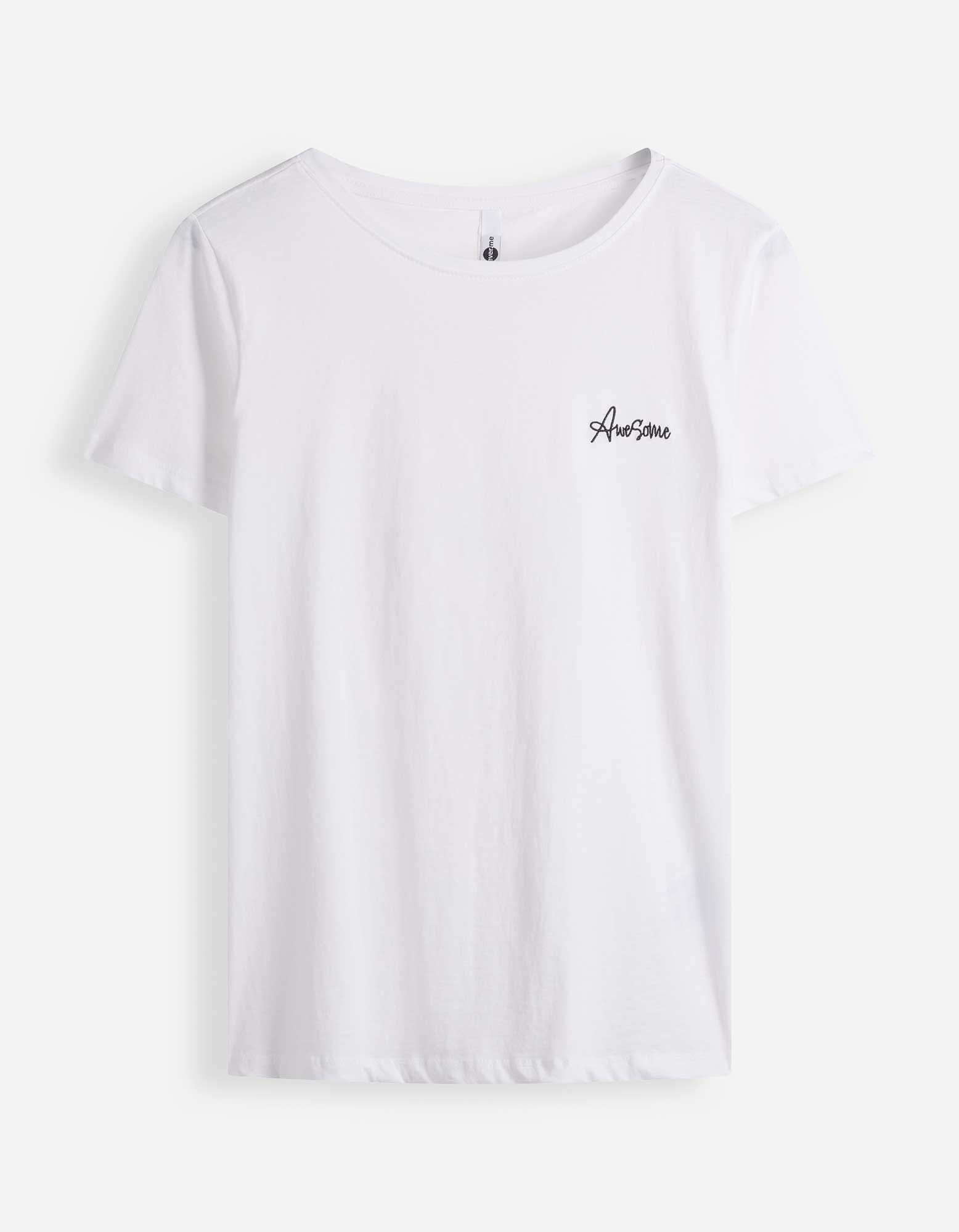 T-Shirt - Stickereien - Wei&szlig;