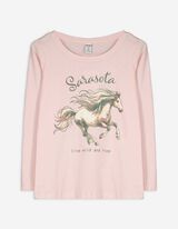 Langarmshirt - Frontprint - rosa