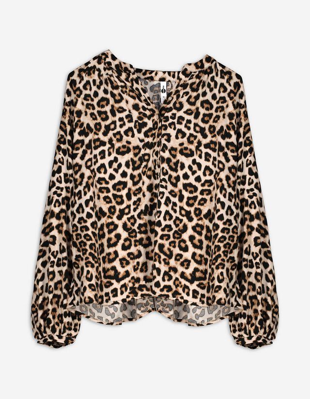Bluse - Leopardenmuster - weiß