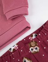 Set aus Sweatshirt Hose und Stirnband - Schleifenapplikation - rosa