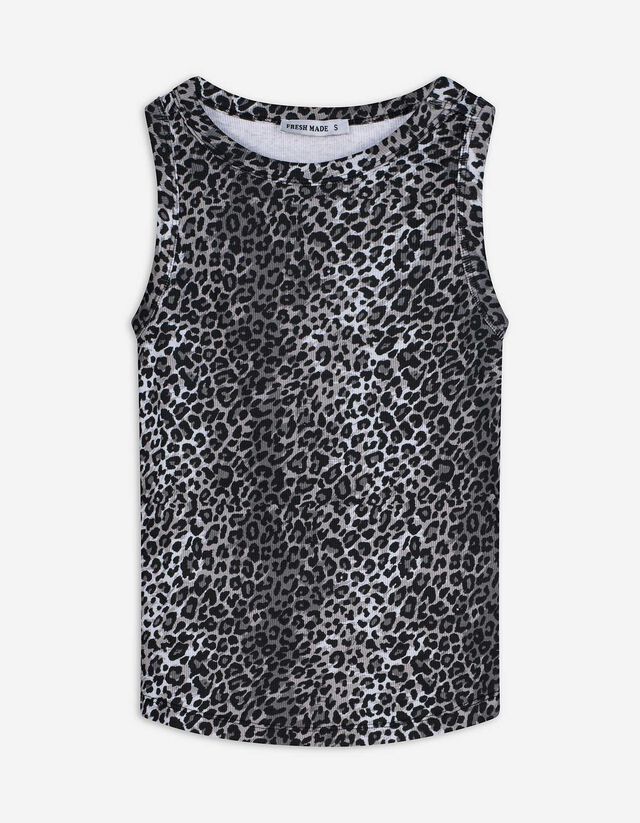 Top - Leopardenmuster - hellgrau
