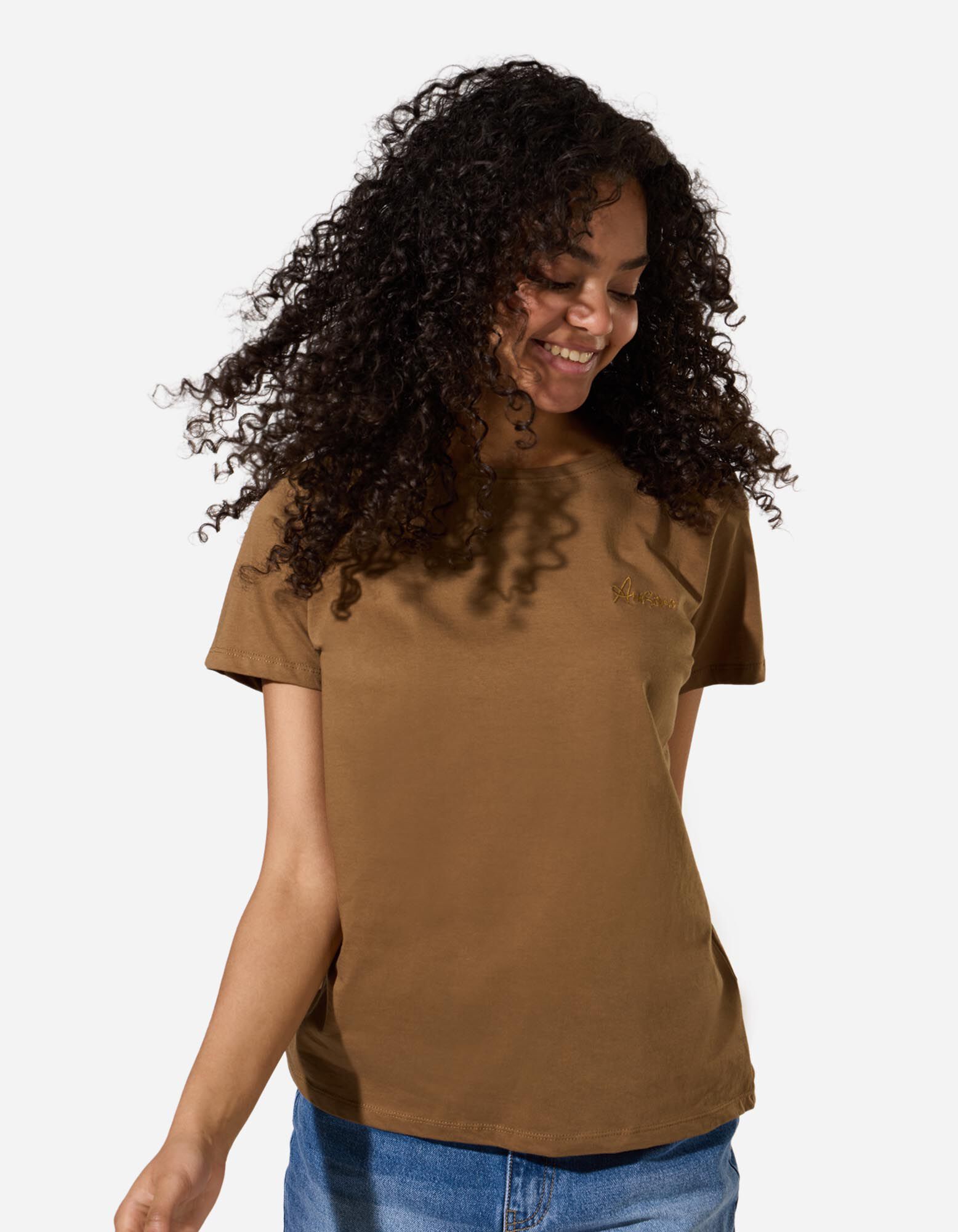 T-shirt - Borduursels - bruin