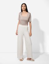 T-Shirt - Material-Mix - beige