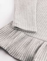 Ensemble t-shirt &agrave; manches longues et leggings - Tissu brillant - gris clair 