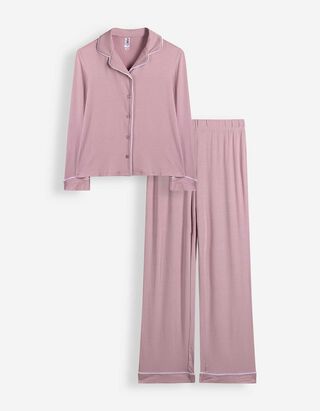 Pyjama Set aus Shirt und Hose - Viskose - Rosa