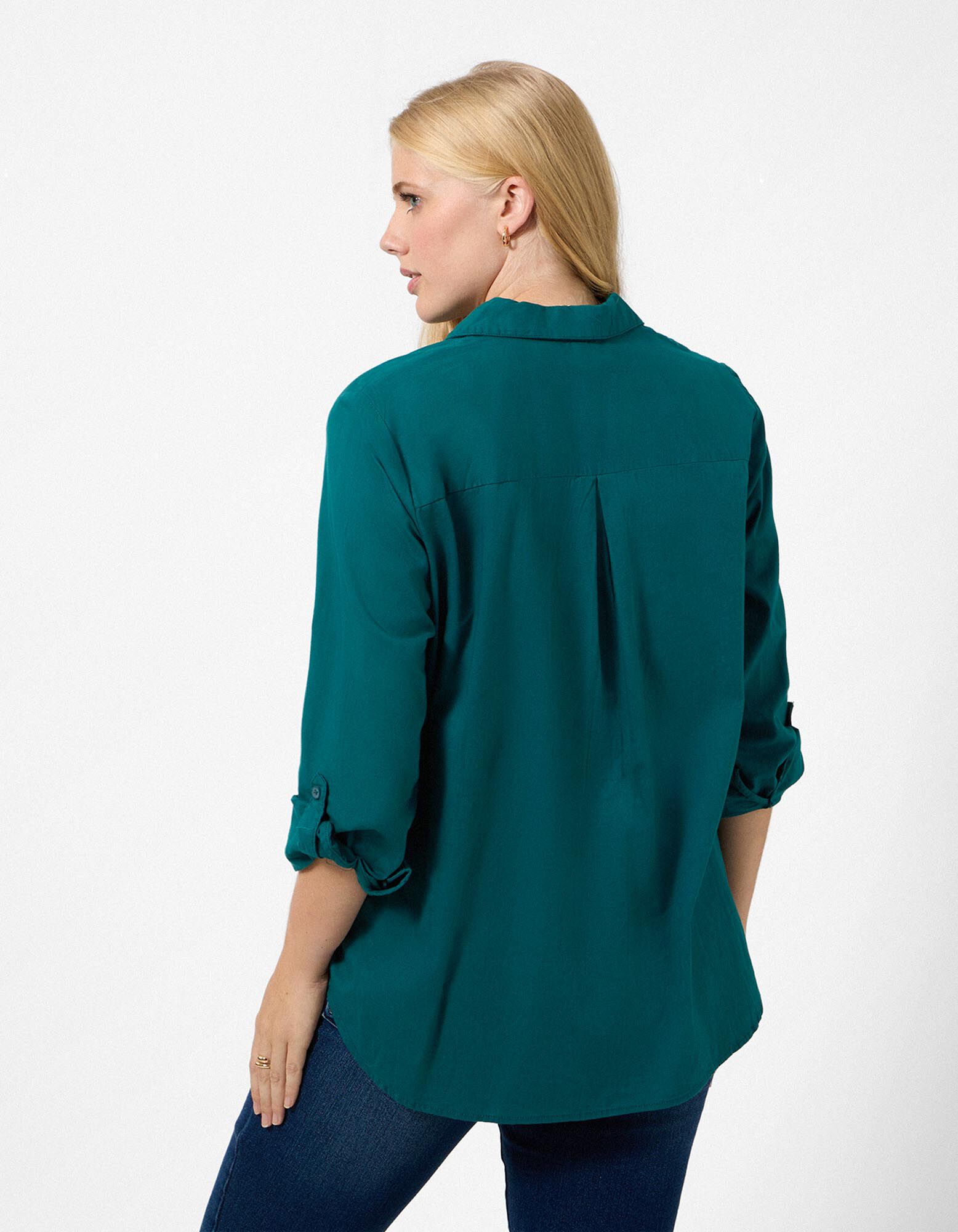 Camicia blusata - Taschina sul petto - Petrolio