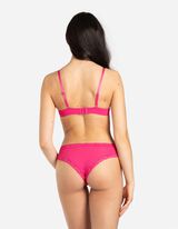 Marškinėliai-liemenėlė - Nėrinių apvadas - ryskiai rozinis