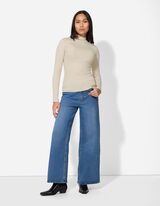 Langarmshirt - Viskose - hellgrau