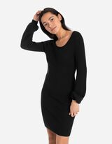 Pletena haljina - Uz telo - crno