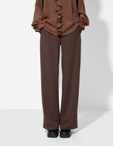 Nohavice teplákového strihu - Wide Fit - tmavohneda