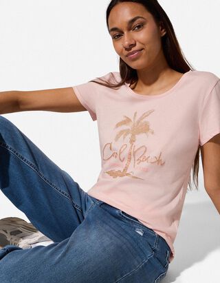 T-Shirt - Glitzerprint - rosa