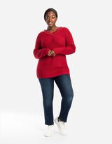 Pulover iz volne - S čipko - rdeca