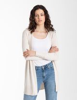 Ilgas kardiganas - Viskozės mi&scaron;inys - smelio spalvos