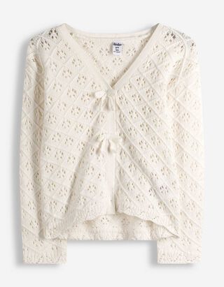 Kardigan - Hrub&aacute; pletenina - b&iacute;l&aacute;