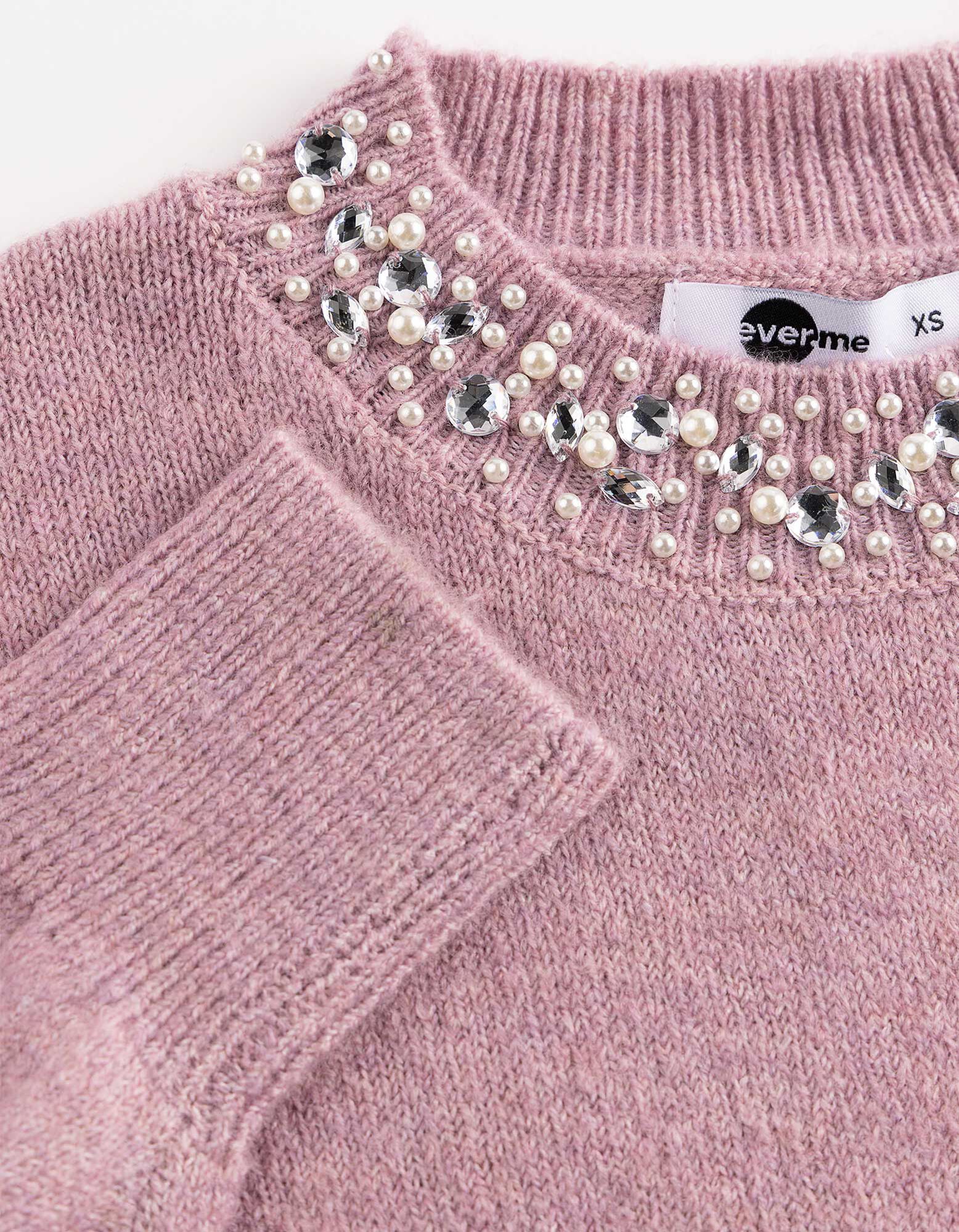 Pullover - Applikation - Rosa