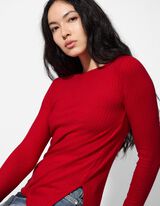 Langarmshirt - Asymmetrisch - rot