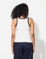 Majica na bretele - rebrasti materijal - bela