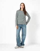 Langarmshirt - Streifen - Petrol