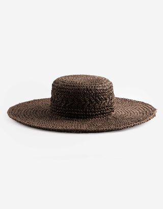 Strohhut - einfarbig - dunkelbraun