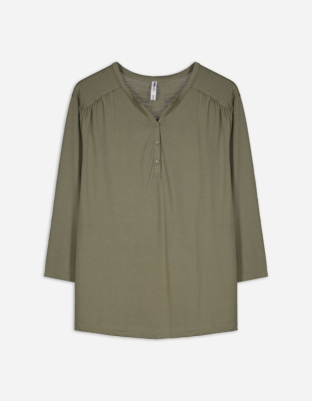 Maglia a manica lunga - Scollo a serafino - verde scuro