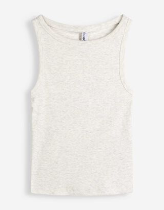 Cropped Top - Gerippt - hellgrau