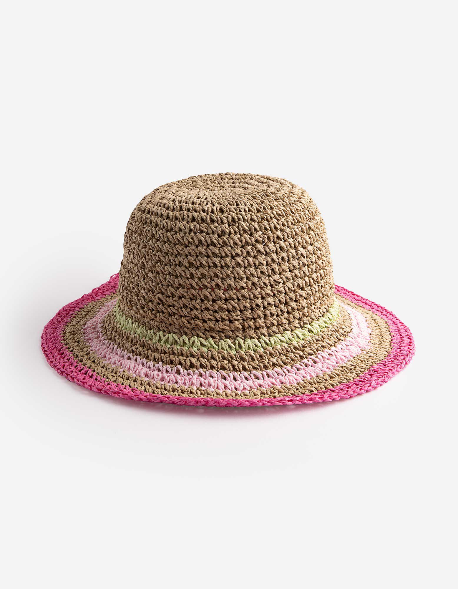 Strohhut - Streifen - beige