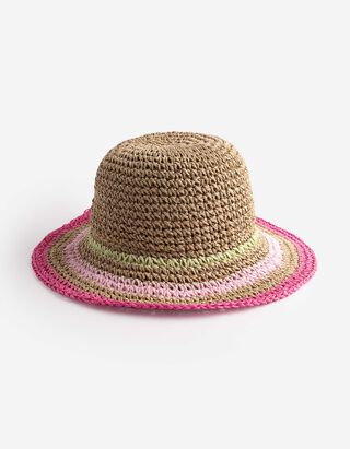 Strohhut - Streifen - beige