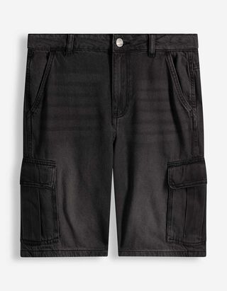 Cargoshorts - black denim - schwarz