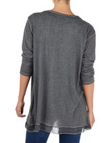 Damen Longcardigan mit Chiffonbesatz