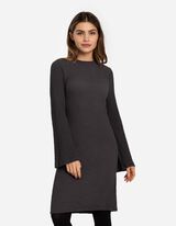 Jurk - Trompetmouwen - donkergrijs